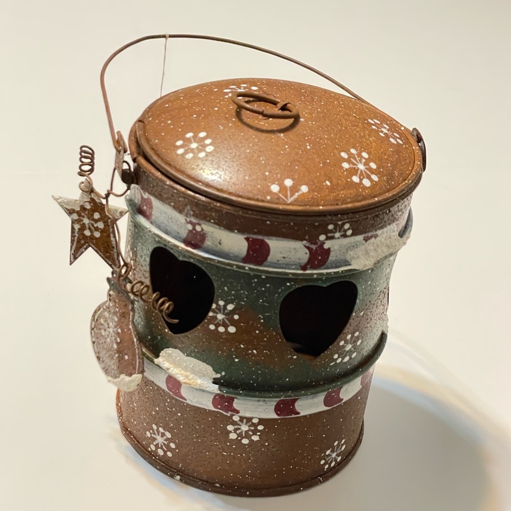 New Snowman Lantern Winter Decor Metal 5 Inches Tall